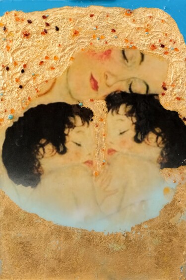 Collages titulada "MOTHER'S LOVE" por Natali Shepeleva, Obra de arte original, Acrílico Montado en Bastidor de camilla de ma…