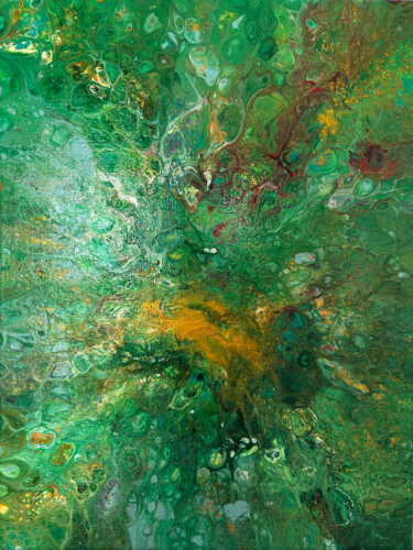 Painting titled "Green orgasm of hap…" by Natali Ustinova, Original Artwork, Acrylic Mounted on Wood Stretcher frame