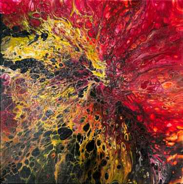 Painting titled "Passionate red orga…" by Natali Ustinova, Original Artwork, Acrylic Mounted on Wood Stretcher frame
