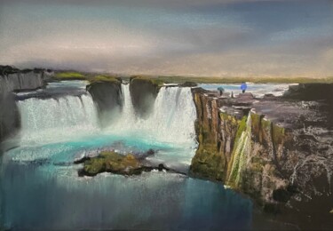 Painting titled "waterfall. Pastel" by Natalia Balashova. Pastelist., Original Artwork, Pastel