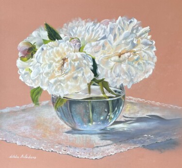 Malarstwo zatytułowany „Bouquet of peonies.…” autorstwa Natalia Balashova. Pastelist., Oryginalna praca, Pastel