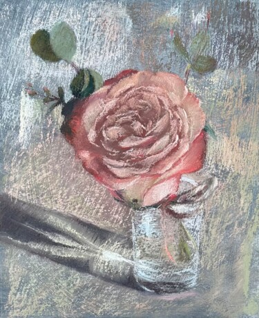 Malerei mit dem Titel "still life with ros…" von Natalia Balashova. Pastelist., Original-Kunstwerk, Pastell