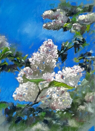 Pintura intitulada "lilac branch  pastel" por Natalia Balashova. Pastelist., Obras de arte originais, Pastel