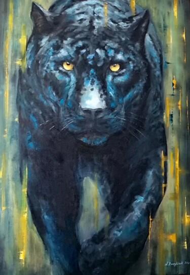 Malarstwo zatytułowany „Oilpainting Panther” autorstwa Natalia Bazyliuk, Oryginalna praca, Olej Zamontowany na Drewniana ram…