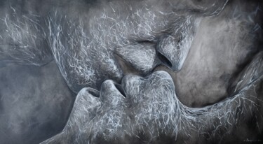 Painting titled "Kiss oilpainting" by Natalia Bazyliuk, Original Artwork, Oil