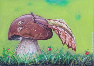 Zeichnungen mit dem Titel "Mushroom" von Natalia Bokhanova, Original-Kunstwerk, Pastell