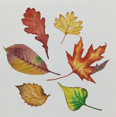 Malerei mit dem Titel "Parade of leaves" von Natalia Buhaienko, Original-Kunstwerk, Aquarell