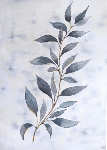 Painting titled "A fragile branch" by Natalia Buhaienko, Original Artwork, Watercolor