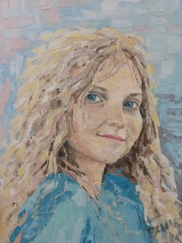Картина под названием "portrait of Lada" - Natalia Bykova, Подлинное произведение искусства, Масло Установлен на Деревянная…