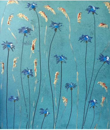 Pintura titulada "Kwiaty blue" por Natalia Czerska-Kacprzak, Obra de arte original, Acrílico