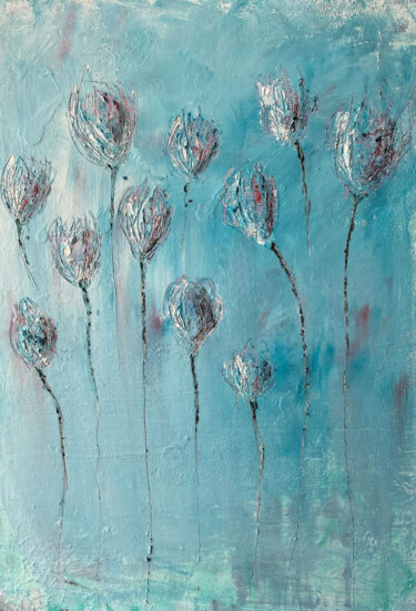 Pintura titulada "Kwiaty Blue ||" por Natalia Czerska-Kacprzak, Obra de arte original, Acrílico