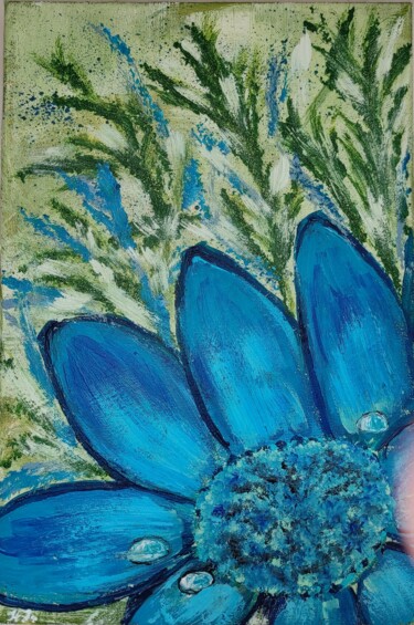 Pittura intitolato "Blue flower/Синий ц…" da Natalia Ivanova, Opera d'arte originale, Acrilico Montato su Telaio per barella…