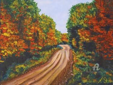 Painting titled "Wald im Herbst" by Natalia Jelusic, Original Artwork, Acrylic
