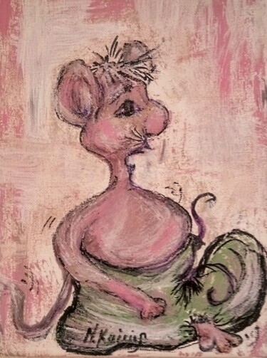 Malerei mit dem Titel "Maus im Schuh" von Natalia Kairies, Original-Kunstwerk, Acryl