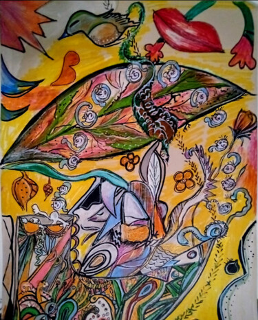 Malerei mit dem Titel "Zauberschuh" von Natalia Kairies, Original-Kunstwerk, Acryl