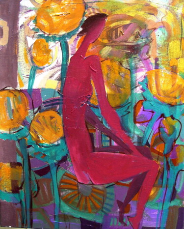 Pittura intitolato "Yellow flowers" da Natalia Kaza, Opera d'arte originale, Acrilico