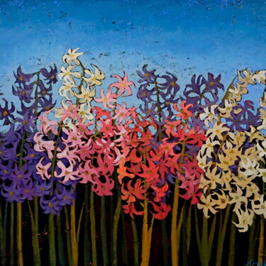 Pittura intitolato "Hyacinths" da Natalia Kaza, Opera d'arte originale, Olio