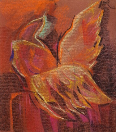 Dibujo titulada "Firebird" por Natalia Kaza, Obra de arte original, Pastel