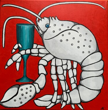 Peinture intitulée "A lone lobster #2 (…" par Natalia Kludt, Œuvre d'art originale, Acrylique Monté sur Châssis en bois