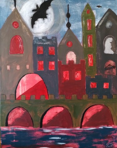 Malerei mit dem Titel "Der Geisterschloss" von Natalia Koch, Original-Kunstwerk, Acryl