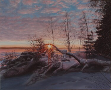 Painting titled "Night is Coming" by Natalia Korbukh, Original Artwork, Oil