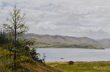 Painting titled "On the Shore of Lak…" by Natalia Korbukh, Original Artwork, Oil