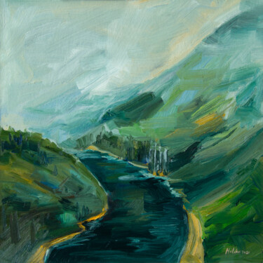 Painting titled "Mountains #4" by Natalia Korneeva, Original Artwork, Oil