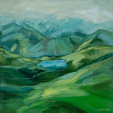 Painting titled "Mountains #5" by Natalia Korneeva, Original Artwork, Oil
