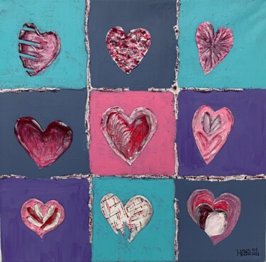 Malerei mit dem Titel "The Hearts" von Natalia Kovel, Original-Kunstwerk, Acryl Auf Keilrahmen aus Holz montiert