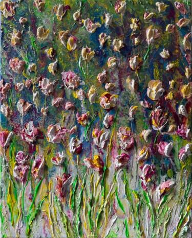Картина под названием "Magenta Tulips" - Natalia Kutova, Подлинное произведение искусства, Акрил Установлен на Деревянная ра…