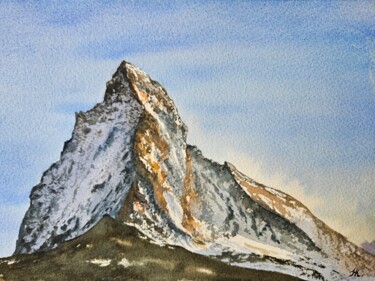 Painting titled "Mountain" by Natalia Kuznetsova, Original Artwork, Watercolor