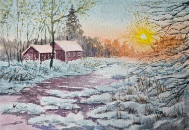 绘画 标题为“Frosty morning” 由Natalia Kuznetsova, 原创艺术品, 水彩