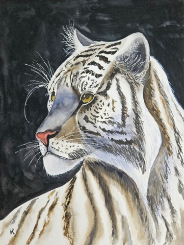 Painting titled "Bengal tiger" by Natalia Kuznetsova, Original Artwork, Watercolor