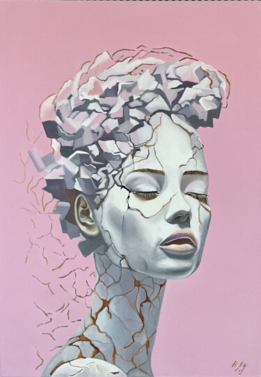 Картина под названием "Rose Dreams" - Natalia Lugovska, Подлинное произведение искусства, Масло Установлен на Деревянная рам…