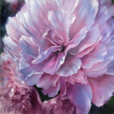 Peinture intitulée "pink peony" par Natalia Mariamova, Œuvre d'art originale, Huile Monté sur Châssis en bois