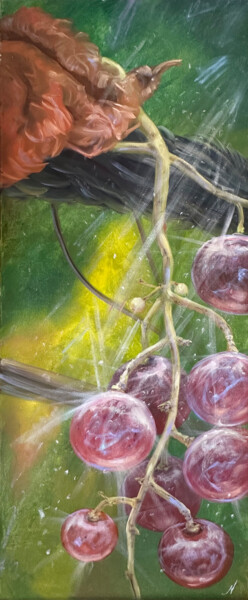"Ruby Grape" başlıklı Tablo Natalia Mikhaylina tarafından, Orijinal sanat, Petrol Ahşap panel üzerine monte edilmiş