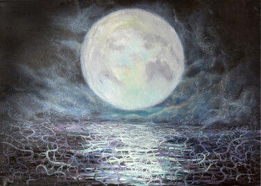 Ζωγραφική με τίτλο "Full moon" από Natalia Mikhaylina, Αυθεντικά έργα τέχνης, Λάδι