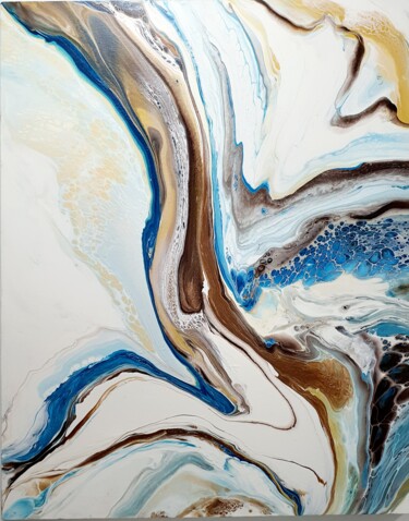 Painting titled "The currents of the…" by Natalia Pechenkina, Original Artwork, Acrylic Mounted on Wood Stretcher frame