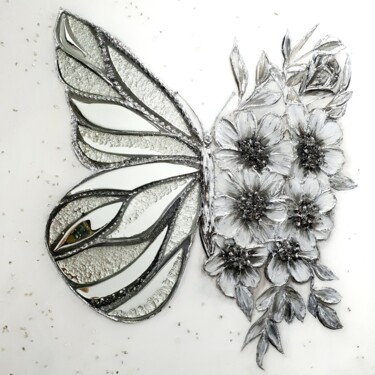 Ζωγραφική με τίτλο "Magic butterfly" από Natalia Pechenkina, Αυθεντικά έργα τέχνης, Πολυμερές πηλό Τοποθετήθηκε στο Ξύλινο φ…