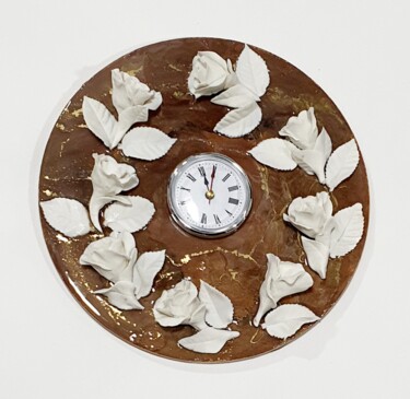 Design intitolato "Clock with porcelai…" da Natalia Pechenkina, Opera d'arte originale, Accessori