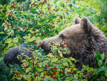 Peinture intitulée "In raspberries" par Natalia Rezanova, Œuvre d'art originale, Acrylique