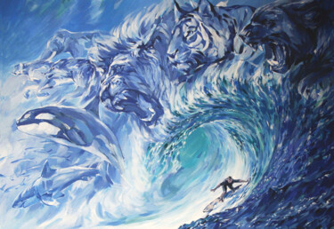 Malarstwo zatytułowany „Conqueror of waves” autorstwa Natalia Rezanova, Oryginalna praca, Akryl