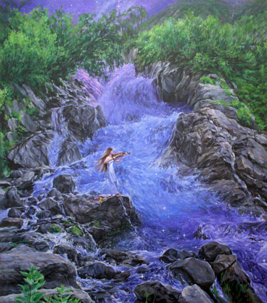 Painting titled "Flow" by Natalia Rezanova, Original Artwork, Acrylic