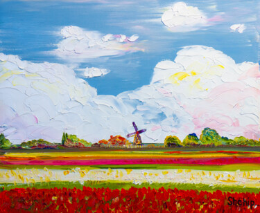 Painting titled "Holland fields" by Natalia Shchipakina, Original Artwork, Oil Mounted on Wood Stretcher frame