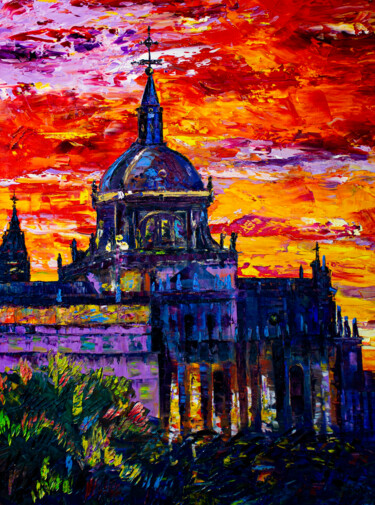 Painting titled "Madrid. Almudena Ca…" by Natalia Shchipakina, Original Artwork, Oil Mounted on Wood Stretcher frame