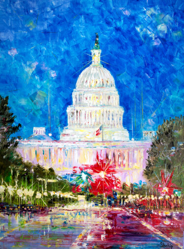 绘画 标题为“The Capitol” 由Natalia Shchipakina, 原创艺术品, 油 安装在木质担架架上