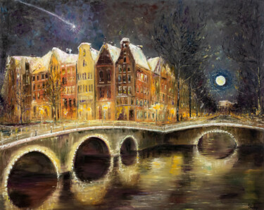 Painting titled "Amsterdam. When Wis…" by Natalia Shchipakina, Original Artwork, Oil Mounted on Wood Stretcher frame