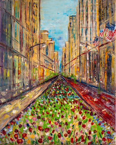 Peinture intitulée "Spring in Chicago" par Natalia Shchipakina, Œuvre d'art originale, Huile Monté sur Châssis en bois