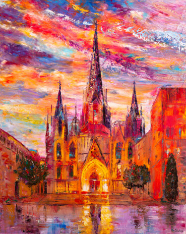 Peinture intitulée "Barcelona Cathedral" par Natalia Shchipakina, Œuvre d'art originale, Huile Monté sur Châssis en bois