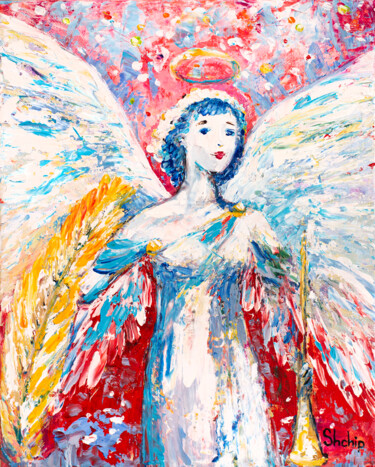 제목이 "Guileless Angel"인 미술작품 Natalia Shchipakina로, 원작, 기름 나무 들것 프레임에 장착됨